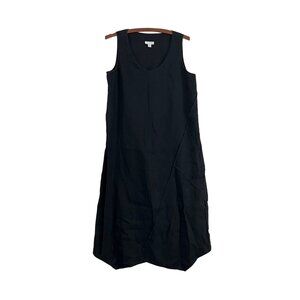 Pure J Jill Linen Black Sleeveless Midi Wrap Over Dress Size Petite Small